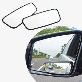 2 PCS Car Blind Spot Mirror, HD Glass Rectangular Large Angle Vehicle Auxiliary Mirror with Adhesive, Universal 3.74In x 1.41In Waterproof Automotive Reverse Mirror for Truck SUV Car (Black)
