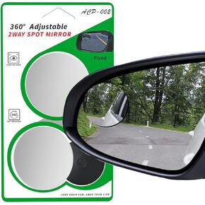 Blind Spot Mirrors 2" Round Shaped Blind Spot Mirror, Universal Fit, HD, Stick on, Frameless, Convex, Wide Angle, Side Mirror Blindspot, 360° Adjustable Blind Spot Mirrors, Pack of 2