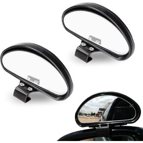 2 PCS Car Rearview Mirror Attachment, 5.9" x 2.16" Adjustable Wide-angle Auxiliary Reversing Blind Spot Mirror, Modification Accessory, Compatible with Most Cars, Trucks and SUVs (Black)