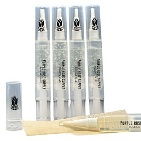 Purple Rose Supply Rolling Glue – 4ml Glue Pen with Brush Applicator – Natural Plant Cellulose – Spit-Free Rolling Alternative – Glue Stick