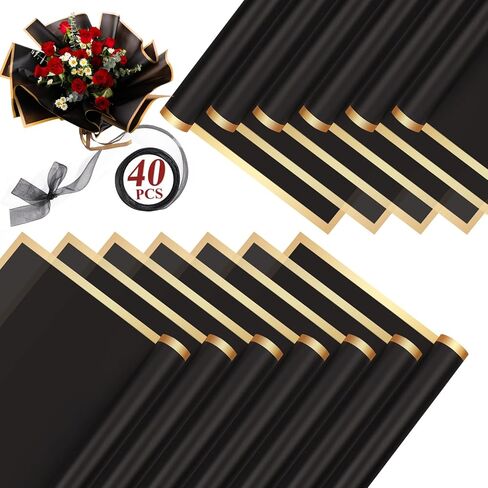 RowinsyDD 40 ورقة ورق تغليف الزهور البيضاء، ورق تغليف مقاوم للماء لباقات الزهور، 22.8 × 22.8 بوصة لتغليف الهدايا من لوازم الزهور in Kuwait