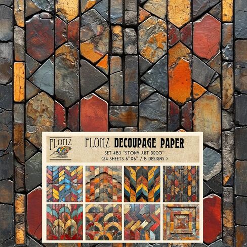 حزمة ورق Decoupage (24 ورقة مقاس 6 × 6 بوصات) ورق بنمط أرابيسك فارسي FLONZ عتيق لديكور المنزل والحرف اليدوية in Kuwait