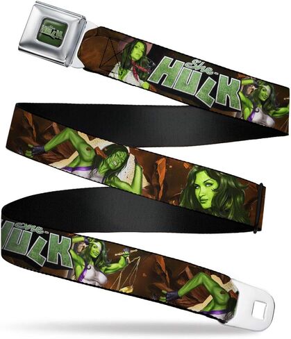 Buckle-Down Men's Seatbelt Belt She-Hulk Regular, Comic Book Cover Poses/Rocks, 1.5" Wide-24-38 Inches in Saudi Arabia