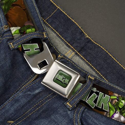 Buckle-Down Men's Seatbelt Belt She-Hulk Regular, Comic Book Cover Poses/Rocks, 1.5" Wide-24-38 Inches in Saudi Arabia