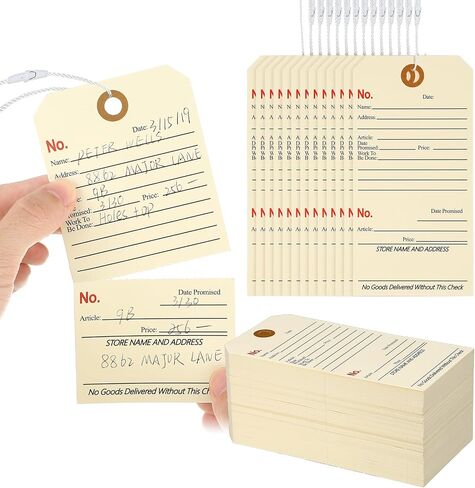 200 Pcs Repair Tags with Attached String and Stub Manila Cardstock Tags Repair Tags with Wire Maintenance Service Tags 5.3 x 2.64 Inches for Repair Required Examination Retail Store Office in Kuwait