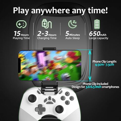 aghi Hall Effect Wireless Gaming Controller with Phone Clip | for iPhone/Android/PC/Steam/TV/Switch/Switch 2 with Hall Joysticks, Lock Speed, Macro, 6-Axis Gyro, Vibration, Turbo, Pink in Kuwait