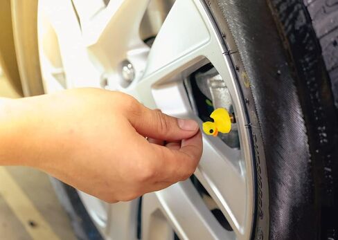 Funny Car Tire Valve Stem Caps,4 pcs Upgraded Universal Cute Duck Valve Stem Caps Cover for Cars Trucks Bikes Motorcycles(Colored Yellow) in Saudi Arabia
