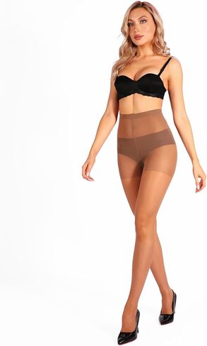 HONENNA Sheer Tights for Women 3 Pairs 20D Control Top High Waist Pantyhose with Reinforced Toes in Kuwait