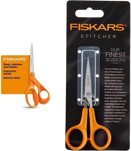 مقص Fiskars الأصلي بمقبض برتقالي - محيطي بشكل مريح - 8 بوصات من الفولاذ المقاوم للصدأ - مقص ورق وقماش للمكتب والفنون والحرف اليدوية in Saudi Arabia