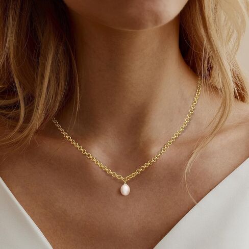 Moodear Gold Necklace for Women 14K Dainty Chunky Gold Chain Necklace Cuban Link Paperclip Chain Choker Layered Pearl Pendent Necklace for Women Trendy Fashion Jewelry in Saudi Arabia