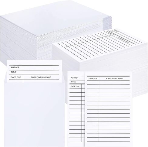 500 Pcs Set of 250 Library Card Pockets Self Adhesive and 250 Due Date Cards for Book Checkouts, Cds, DVDs, Classroom Supplies (White) in Saudi Arabia