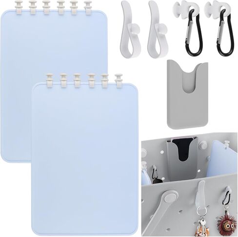 طقم إكسسوارات حقيبة الشاطئ 9 قطع من Lanstics، حلية حقيبة الشاطئ قطعتان من صواني مقسمة لحقيبة الشاطئ وخطاطيف إدراج وحامل هاتف من السيليكون ملحقات خطاف سلسلة مفاتيح لمنظمي حقائب اليد وحقائب السفر المطاطية in Kuwait