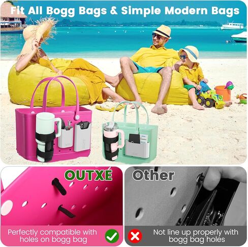 مجموعة ملحقات حقيبة بوج من السيليكون من OUTXE مكونة من 3 قطع، قطعتان من حامل أكواب حقيبة بوج لستانلي، حامل مشروبات كبير متوافق مع جميع حقائب بوج in Kuwait