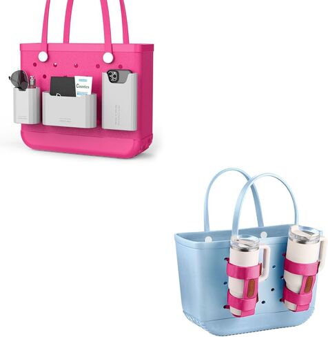 مجموعة ملحقات حقيبة بوغ من السيليكون من OUTXE مكونة من 3 قطع، حامل أكواب حقيبة بوغ من ستانلي، حامل مشروبات كبير متوافق مع جميع حقائب بوغ، ملحق حامل أكواب قابل للتعديل in Kuwait