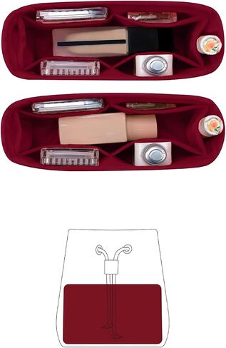 Organizer for Luxury Bag with Silky Satin, Tote Bag Inner and Purse Bags Storage Fit for Neonoe BB/MM/2022 MM Bags, Multiple Pockets Capacity, Lightweight for Daily Use(Ruby, Neonoe BB) in Saudi Arabia