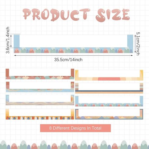 8 Pcs Boho Magnetic Pocket Chart for Whiteboard 14''x2'' Magnetic Sentence Strip Pocket Magnetic Strips for Classroom Teacher Student School Learning Tool Chalkboard Bulletin Board Decor in Saudi Arabia