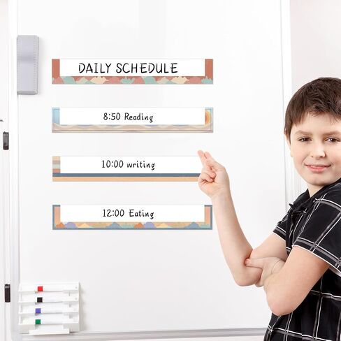 8 Pcs Boho Magnetic Pocket Chart for Whiteboard 14''x2'' Magnetic Sentence Strip Pocket Magnetic Strips for Classroom Teacher Student School Learning Tool Chalkboard Bulletin Board Decor in Saudi Arabia