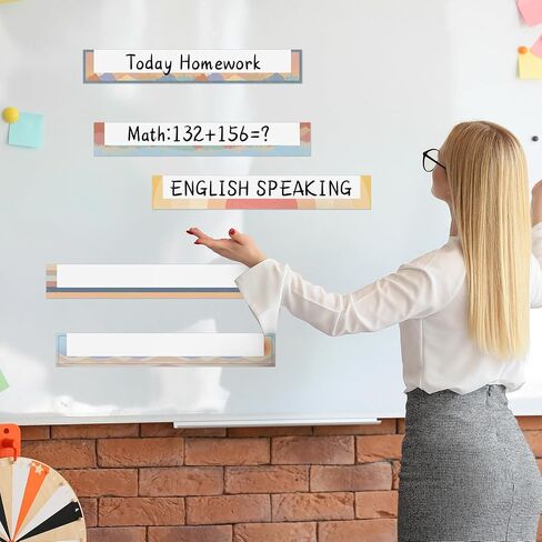 8 Pcs Boho Magnetic Pocket Chart for Whiteboard 14''x2'' Magnetic Sentence Strip Pocket Magnetic Strips for Classroom Teacher Student School Learning Tool Chalkboard Bulletin Board Decor in Saudi Arabia