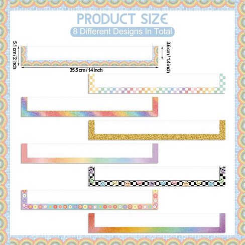 8 Pcs Boho Magnetic Pocket Chart for Whiteboard 14''x2'' Magnetic Sentence Strip Pocket Magnetic Strips for Classroom Teacher Student School Learning Tool Chalkboard Bulletin Board Decor in Saudi Arabia