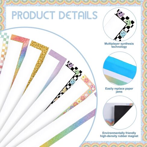 8 Pcs Boho Magnetic Pocket Chart for Whiteboard 14''x2'' Magnetic Sentence Strip Pocket Magnetic Strips for Classroom Teacher Student School Learning Tool Chalkboard Bulletin Board Decor in Saudi Arabia