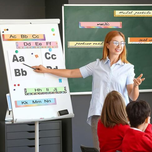 8 Pcs Boho Magnetic Pocket Chart for Whiteboard 14''x2'' Magnetic Sentence Strip Pocket Magnetic Strips for Classroom Teacher Student School Learning Tool Chalkboard Bulletin Board Decor in Saudi Arabia