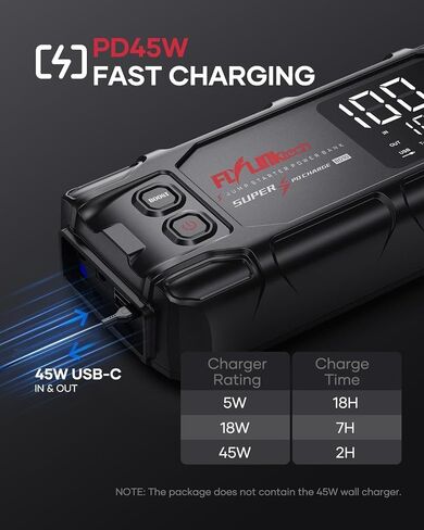 BD10 Car Jump Starter 6000A Peak Quick Start (لجميع أنواع الغاز أو ما يصل إلى 12 لتر ديزل)، حزمة طاقة عالية السعة 26800 مللي أمبير في الساعة مع شحن PD45W، أداة بطارية مثالية للسيارات والشاحنات وسيارات الدفع الرباعي in Kuwait