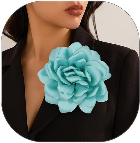Flower Brooches for Women Satin Fabric Rose Flower Brooches Handmade Flower Brooches Pin for Wedding Party Dance Banquet Ceremony Versatile Floral Accessory for Clothing and Hairstyling Size:4.72in in Saudi Arabia