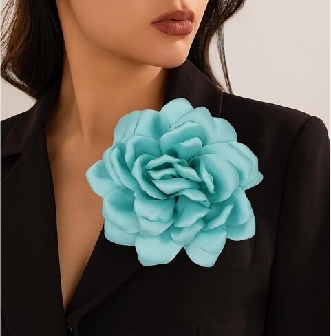 Flower Brooches for Women Satin Fabric Rose Flower Brooches Handmade Flower Brooches Pin for Wedding Party Dance Banquet Ceremony Versatile Floral Accessory for Clothing and Hairstyling Size:4.72in in Saudi Arabia