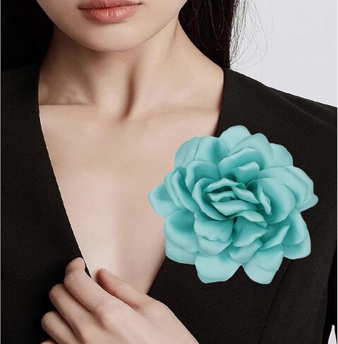 Flower Brooches for Women Satin Fabric Rose Flower Brooches Handmade Flower Brooches Pin for Wedding Party Dance Banquet Ceremony Versatile Floral Accessory for Clothing and Hairstyling Size:4.72in in Saudi Arabia