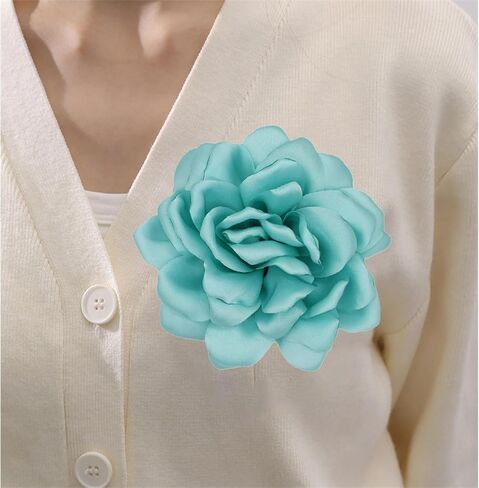 Flower Brooches for Women Satin Fabric Rose Flower Brooches Handmade Flower Brooches Pin for Wedding Party Dance Banquet Ceremony Versatile Floral Accessory for Clothing and Hairstyling Size:4.72in in Saudi Arabia