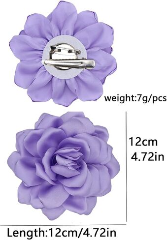 Satin Fabric Rose Flower Brooches - Handmade Floral Accessory for Wedding Party Dance Banquet Ceremony - Size: 4.72in in Saudi Arabia