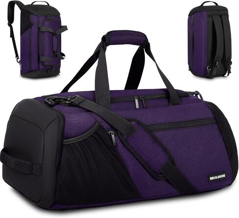 حقيبة رياضية للرجال والنساء، حقيبة ظهر رياضية كبيرة سعة 45 لتر، جيوب متعددة وحقائب رياضية مع حجرة للأحذية والرطبة للتمرين والسفر وعطلة نهاية الأسبوع طوال الليل، باللون الأسود in Kuwait