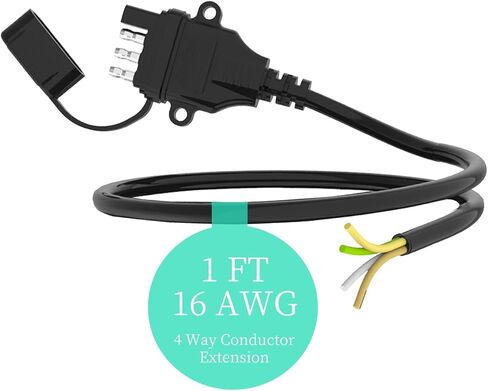16AWG 1FT مقطورة الأسلاك تسخير 4 دبوس سلك مقطورة مسطحة تسخير النحاس النقي 4 سلك مقطورة سلك مع موصل مقطورة 4 دبوس مغلف، سلك مقطورة 4 أسلاك مرمزة بالألوان مع غطاء غبار in Kuwait