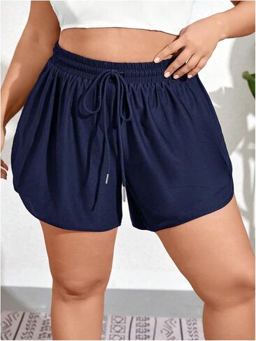 Women's Plus Size Drawstring Waist Swim Shorts Tie Front Track Shorts Bottoms Beachwear in Saudi Arabia