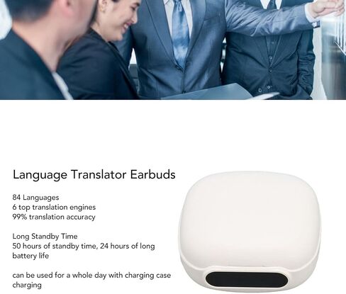 سماعات أذن لمترجم اللغة، جهاز مترجم صوتي فوري يدعم 84 لغة، سماعة رأس بلوتوث لتقليل الضوضاء مع شاشة عرض الطاقة للترجمة والموسيقى والمكالمات (أسود) in Saudi Arabia