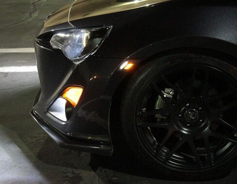 iJDMTOY JDM عدسات مدخنة بيضاء/كهرمانية ثنائية اللون LED علامات جانبية أمامية متوافقة مع 2013-16 Scion FR-S، 2013-21 Subaru BRZ، 2017-21 Toyota 86 (وقوف السيارات: White LED، إشارة الانعطاف: Amber LED) in Saudi Arabia