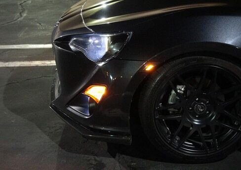 iJDMTOY JDM عدسات مدخنة بيضاء/كهرمانية ثنائية اللون LED علامات جانبية أمامية متوافقة مع 2013-16 Scion FR-S، 2013-21 Subaru BRZ، 2017-21 Toyota 86 (وقوف السيارات: White LED، إشارة الانعطاف: Amber LED) in Saudi Arabia