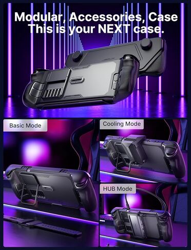 JSAUX ModCase for Steam Deck/Steam Deck OLED, PC0104 Modular Valve Steam Deck Case Include Protective Case, Face Cover, Cooling Fan, Metal Bracket and Strap - Cooler Set | Steam Deck Modular Case Include Detachable Front Shell, Protective Shell, Cooling F in Kuwait
