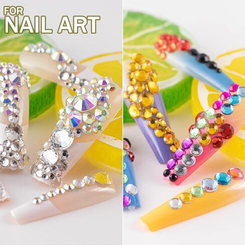 Two Packs of Flatback Rhinestones 4520 Pcs Rainbow Gems Crystal Nail Rhinestones for Crafting, Colorful+ AB+Transparent White Rhinestones for Bedazzling with Picker Tools for Nail Art and Face Makeup in Saudi Arabia