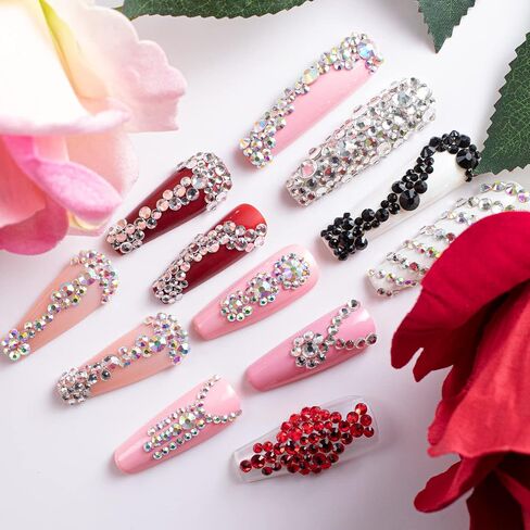 Two Packs of Flatback Rhinestones 4520 Pcs Rainbow Gems Crystal Nail Rhinestones for Crafting, Colorful+ AB+Transparent White Rhinestones for Bedazzling with Picker Tools for Nail Art and Face Makeup in Saudi Arabia
