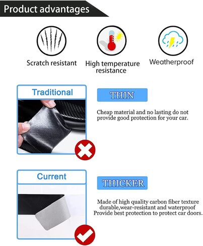 4PCS Car Door Sill Protector Compatible with for Hyundai Santa Cruz Car Accessories Carbon Fiber Textured Leather Car Door Sill Sticker Anti-Dirty Scuff Plate Cover Guard Sill Protector Trim (Red) in Saudi Arabia