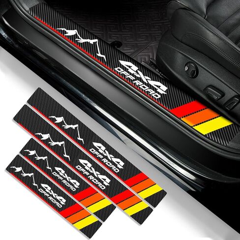 Door Entry Guard Sill Protector Fit for 2016-2023 Tacoma Double Cab, Threshold Protection 4x4 Sport Decal Stickers Carbon Fiber Style Lether Truck Interior Accessories, 4Pcs in Saudi Arabia