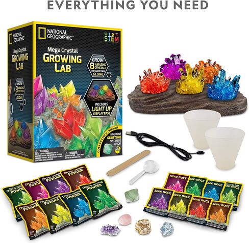National Geographic Mega Crystal Growing Kit with 6 Crystals for Kids 8-12 in Kuwait