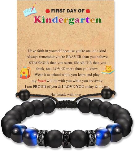 Back to School First Day of School Kindergarten Preschool 1st 2nd Grade Gifts Bracelets for Son Grandson Nephew Brother with Inspirational Card in Saudi Arabia
