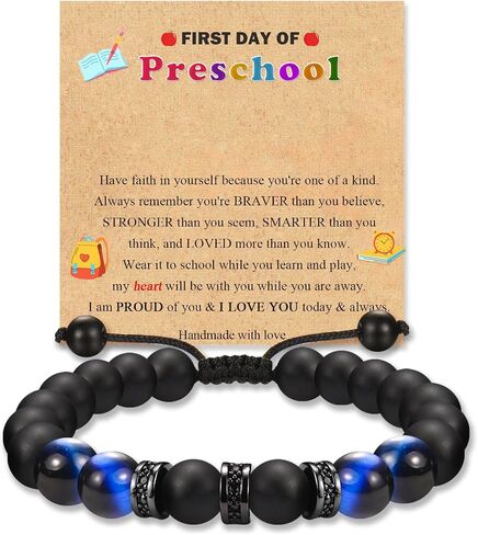 Back to School First Day of School Kindergarten Preschool 1st 2nd Grade Gifts Bracelets for Son Grandson Nephew Brother with Inspirational Card in Saudi Arabia