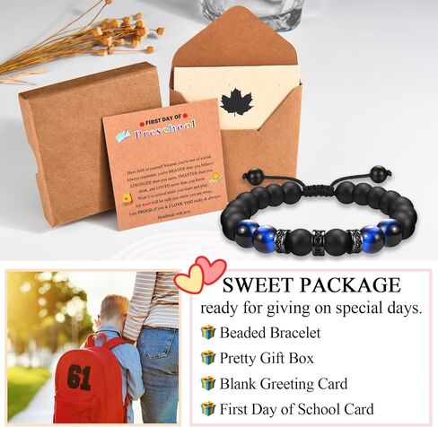 Back to School First Day of School Kindergarten Preschool 1st 2nd Grade Gifts Bracelets for Son Grandson Nephew Brother with Inspirational Card in Saudi Arabia
