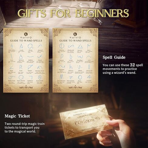 عصا سحرية من kwistq تضيء لعبة الساحر القابلة لإعادة الشحن مع دليل تعويذة وتذكرة سحرية وصندوق هدايا لعيد الميلاد والهالوين وحفلات أعياد الميلاد in Kuwait
