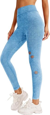 REORIA Women's Ripped Tie Dye High Waist Yoga Pants Seamless Workout Leggings 2024 Spring/Summer Designer Collection in Saudi Arabia