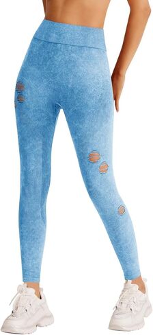 REORIA Women's Ripped Tie Dye High Waist Yoga Pants Seamless Workout Leggings 2024 Spring/Summer Designer Collection in Saudi Arabia