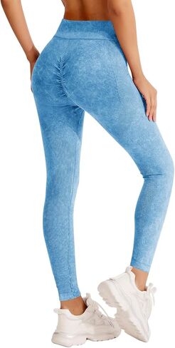 REORIA Women's Ripped Tie Dye High Waist Yoga Pants Seamless Workout Leggings 2024 Spring/Summer Designer Collection in Saudi Arabia